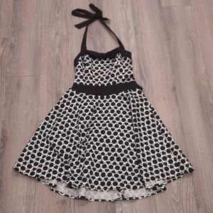 50's style black and white halter dress